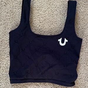 True Religion Black Blue Crop Top